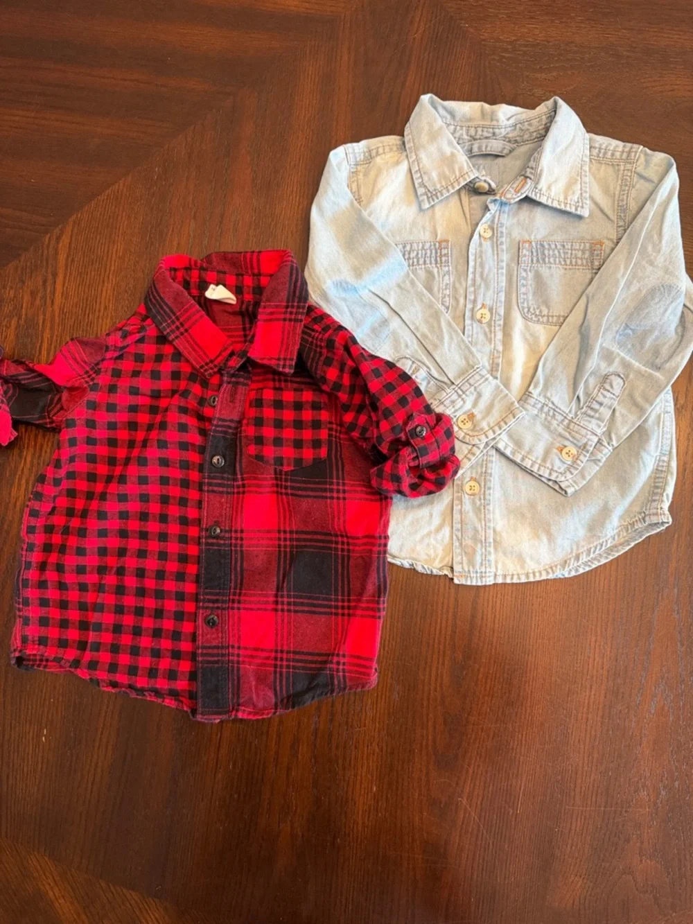 GAP Toddler Boy Buffalo Plaid & Chambray Shirt Bundle 18-24M